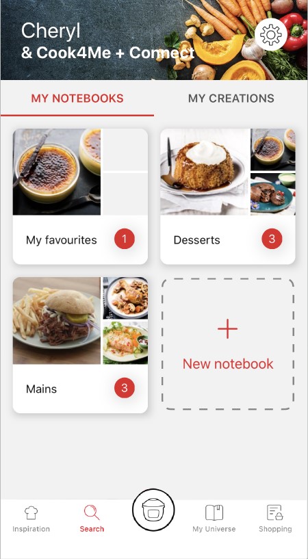 recipes booklets page in the Companion app